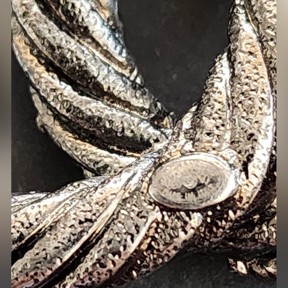 CHANELAuthentic Silver Ruthenium Twisted CC Brooch Luxury Pin Textured - Picture 11 of 11